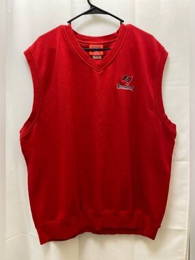 NFL Red V-Neck Sweater Vest - Buccaneers Logo